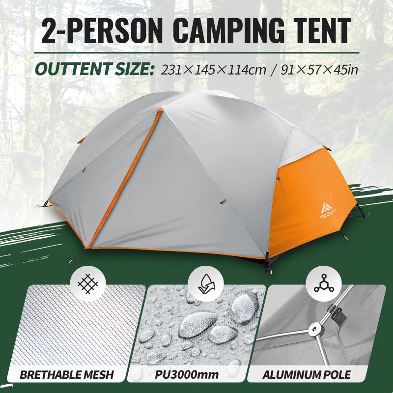 Forceatt Tent for 2 Person is Waterproof and Windproof, Camping Tent for 3 to 4 Seasons,Lightweight Aluminum Pole Backpacking Tent Can be Set Up Quickly,Great for Hikingâ€¦ - Image 2